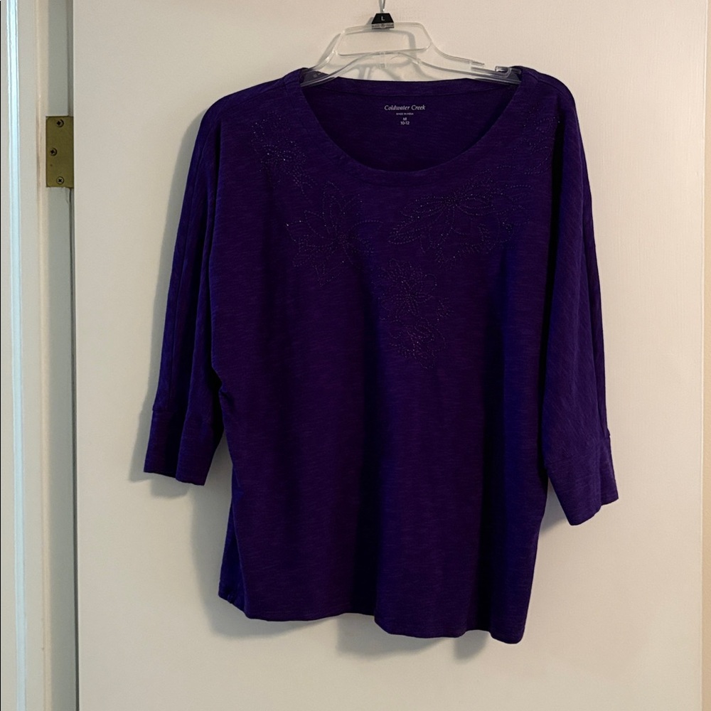 💜  Cold Water Creek Beaded Knit Top